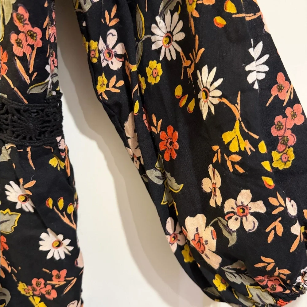 ANGIE new with tags, black floral blouse top.